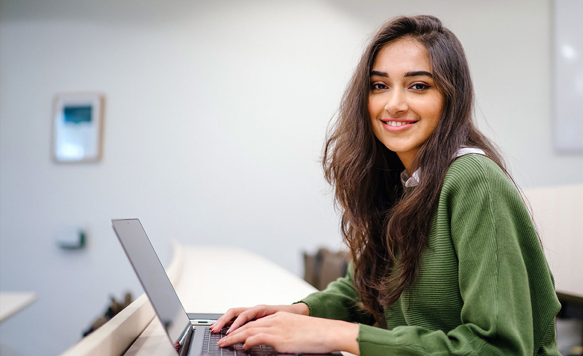 Girl using laptop